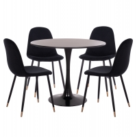 ΣΕΤ ΤΡΑΠΕΖΑΡΙΑΣ 5ΤΜΧ BROLIN HM21191 MDF TOP-ΜΕΤΑΛΛΙΚΑ ΠΟΔΙΑ-ΒΕΛΟΥΔΟ--ΜΑΥΡΟ