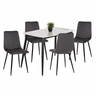 ΣΕΤ ΤΡΑΠΕΖΑΡΙΑΣ 5ΤΜΧ LATRELL HM21192 ΤΡΑΠΕΖΙ ΚΕΡΑΜΙΚΟ TOP-ΒΕΛΟΥΔΟ ΓΚΡΙ ΚΑΡΕΚΛΕΣ