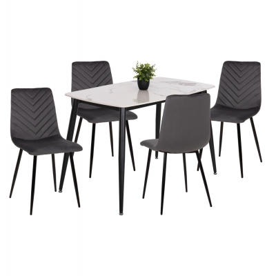 ΣΕΤ ΤΡΑΠΕΖΑΡΙΑΣ 5ΤΜΧ LATRELL HM21192 ΤΡΑΠΕΖΙ ΚΕΡΑΜΙΚΟ TOP-ΒΕΛΟΥΔΟ ΓΚΡΙ ΚΑΡΕΚΛΕΣ
