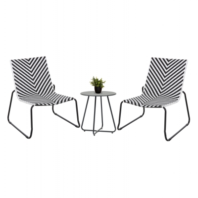 ΣΕΤ LOUNGE 3TMX ΕΞ.ΧΩΡΟΥ PONY HM21193 ΜΕΤΑΛΛΟ ΣΕ ΓΚΡΙ--ΣΥΝΘ.RATTAN ΣΕ ΛΕΥΚΟ-ΜΑΥΡΟ