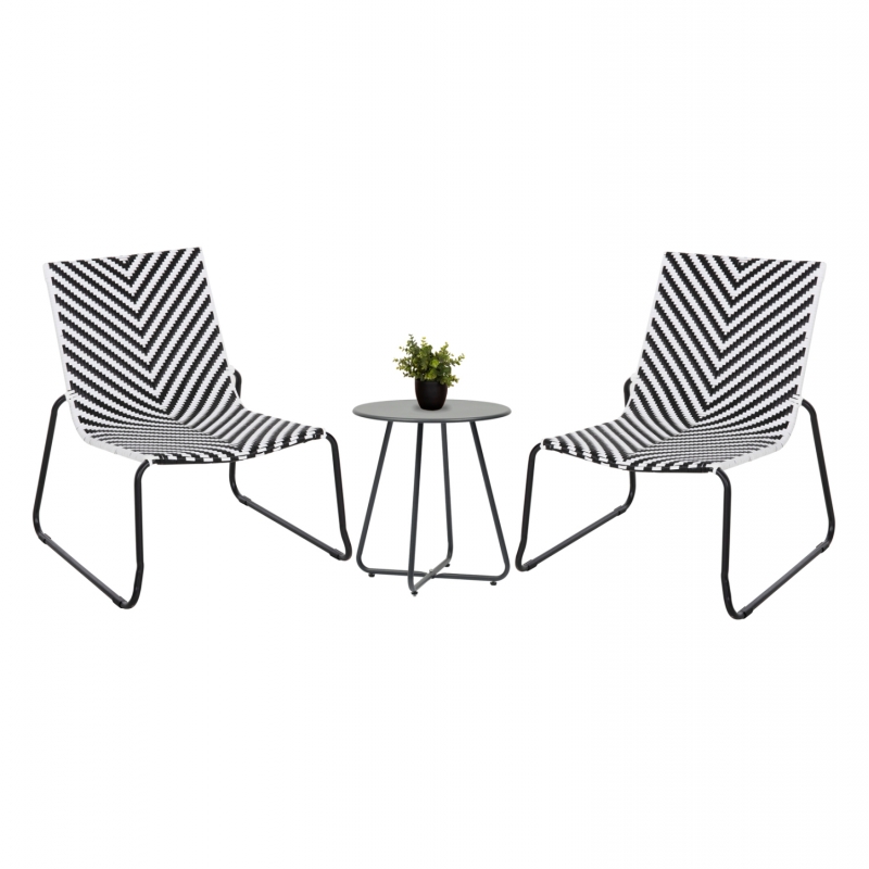 ΣΕΤ LOUNGE 3TMX ΕΞ.ΧΩΡΟΥ PONY HM21193 ΜΕΤΑΛΛΟ ΣΕ ΓΚΡΙ--ΣΥΝΘ.RATTAN ΣΕ ΛΕΥΚΟ-ΜΑΥΡΟ