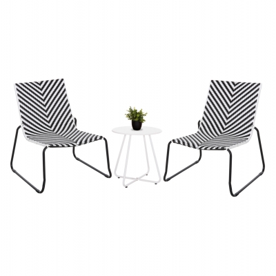 ΣΕΤ LOUNGE 3TMX ΕΞ.ΧΩΡΟΥ PONY HM21193.02 ΜΕΤΑΛΛΟ ΚΑΙ ΣΥΝΘ.RATTAN ΣΕ ΛΕΥΚΟ-ΜΑΥΡΟ