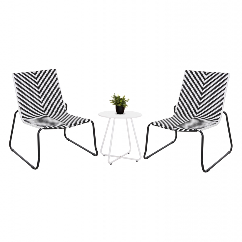 ΣΕΤ LOUNGE 3TMX ΕΞ.ΧΩΡΟΥ PONY HM21193.02 ΜΕΤΑΛΛΟ ΚΑΙ ΣΥΝΘ.RATTAN ΣΕ ΛΕΥΚΟ-ΜΑΥΡΟ