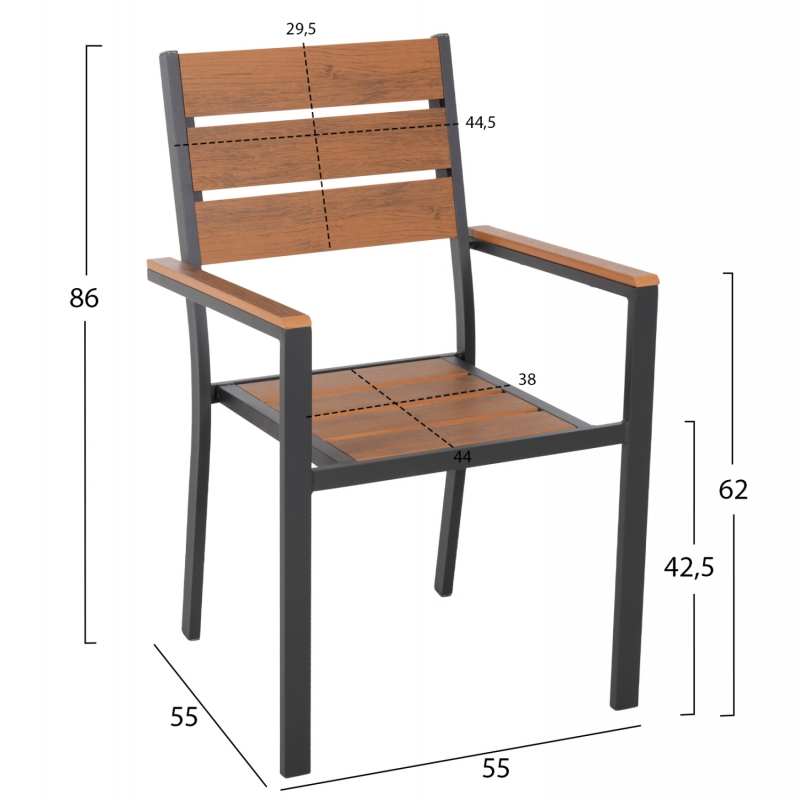ΣΕΤ ΤΡΑΠΕΖΑΡΙΑΣ TABER HM21198 ΤΡΑΠΕΖΙ & 6 ΠΟΛΥΘΡΟΝΕΣ-ΑΛΟΥΜΙΝΙΟ & POLYWOOD-ΑΝΘΡΑΚΙ