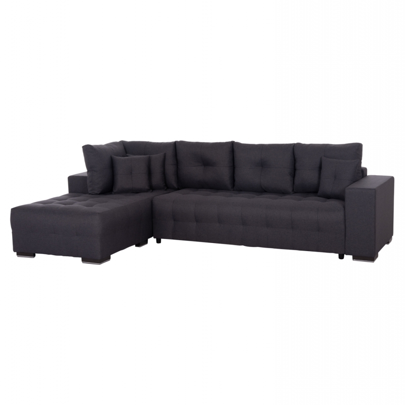 ΓΩΝΙΑΚΟΣ ΚΑΝΑΠΕΣ-ΚΡΕΒΑΤΙ ΜΕ ΑΠΟΘ.ΧΩΡΟ TRENDSTON HM3302.01L ΓΚΡΙ ΥΦΑΣΜΑ 298x177x95Υεκ