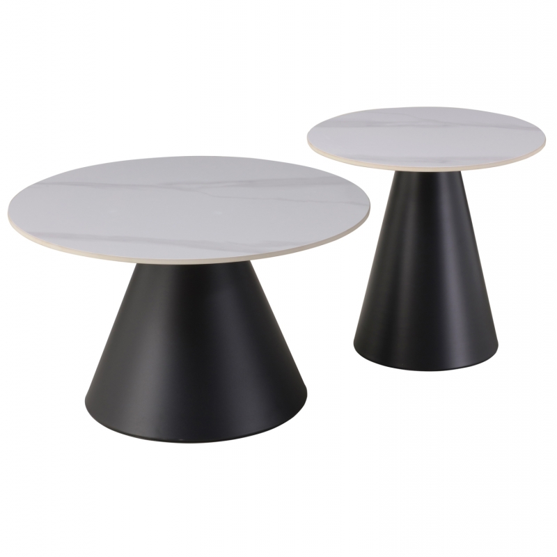 ΤΡΑΠΕΖΙΑ ΣΑΛΟΝΙΟΥ RIDGE HM18266.01 ΚΕΡΑΜΙΚΑ TOP ΜΕ ΟΨΗ ΛΕΥΚΟΥ ΜΑΡΜΑΡΟΥ Φ50εκ & Φ70εκ