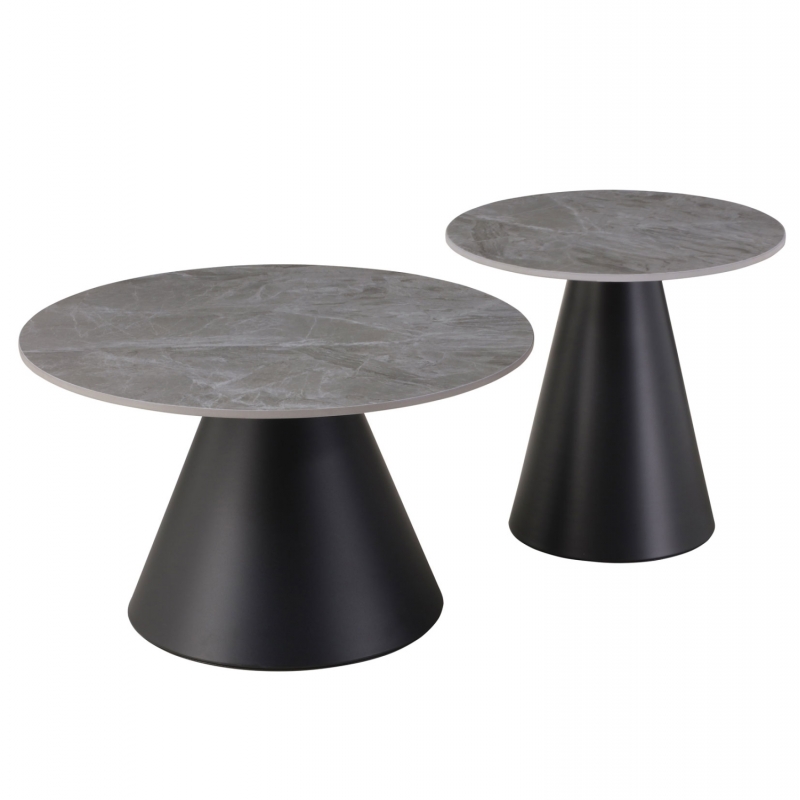 ΤΡΑΠΕΖΙΑ ΣΑΛΟΝΙΟΥ RIDGE HM18266.03 ΚΕΡΑΜΙΚΑ TOP ΜΕ ΟΨΗ ΓΚΡΙ ΜΑΡΜΑΡΟΥ Φ50εκ & Φ70εκ
