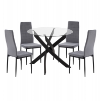 ΣΕΤ ΤΡΑΠΕΖΑΡΙΑΣ 5ΤΜΧ LADY HM21199.01 ΓΥΑΛΙ--ΜΕΤΑΛΛΟ ΣΕ ΜΑΥΡΟ & ΒΕΛΟΥΔΟ ΓΚΡΙ