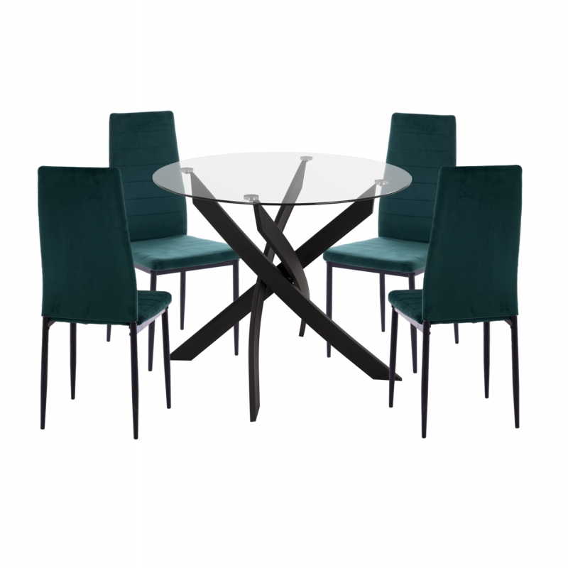 ΣΕΤ ΤΡΑΠΕΖΑΡΙΑΣ 5ΤΜΧ LADY HM21199.03 ΓΥΑΛΙ--ΜΕΤΑΛΛΟ ΣΕ ΜΑΥΡΟ & ΒΕΛΟΥΔΟ ΚΥΠΑΡΙΣΣΙ