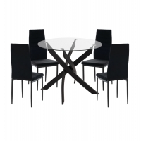 ΣΕΤ ΤΡΑΠΕΖΑΡΙΑΣ 5ΤΜΧ LADY HM21199.04 ΓΥΑΛΙ--ΜΕΤΑΛΛΟ & ΒΕΛΟΥΔΟ ΣΕ ΜΑΥΡΟ