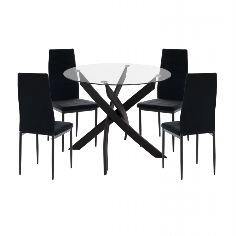 ΣΕΤ ΤΡΑΠΕΖΑΡΙΑΣ 5ΤΜΧ LADY HM21199.04 ΓΥΑΛΙ--ΜΕΤΑΛΛΟ & ΒΕΛΟΥΔΟ ΣΕ ΜΑΥΡΟ