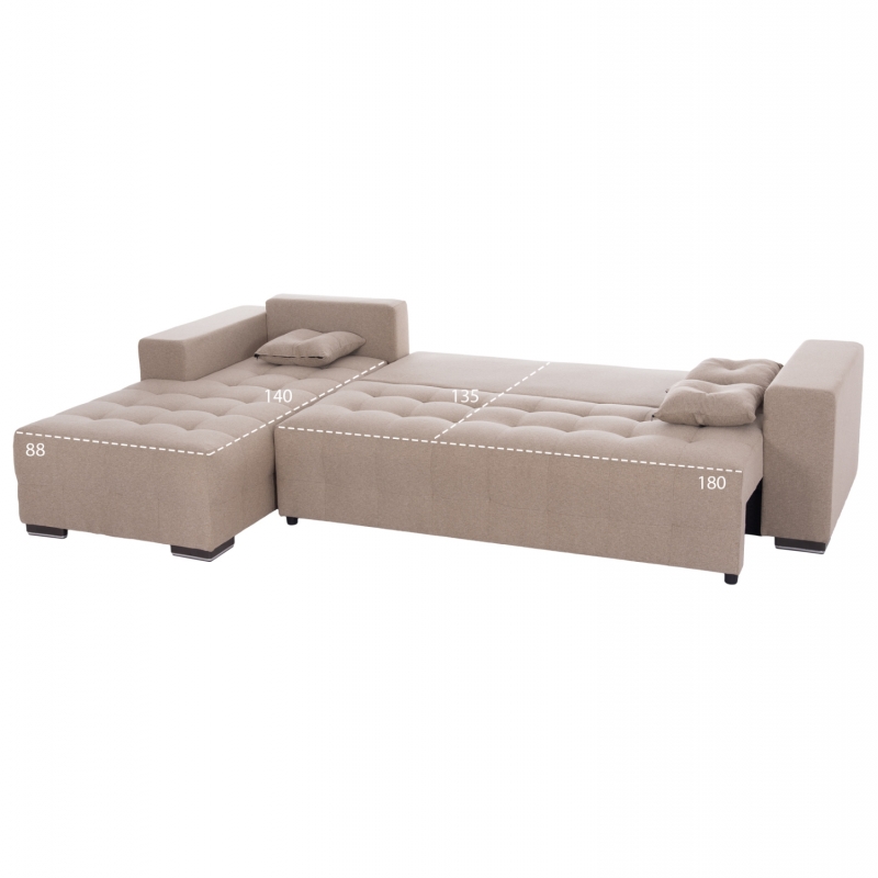 ΓΩΝΙΑΚΟΣ ΚΑΝΑΠΕΣ-ΚΡΕΒΑΤΙ ΜΕ ΑΠΟΘ.ΧΩΡΟ TRENDSTON HM3302.03L ΜΠΕΖ ΥΦΑΣΜΑ 298x177x95Υεκ