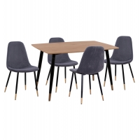 ΣΕΤ ΤΡΑΠΕΖΑΡΙΑΣ 5ΤΜΧ ALIZA HM11196.01 MDF TOP-ΒΕΛΟΥΔΟ ΓΚΡΙ & ΜΕΤΑΛΛΟ ΜΑΥΡΟ