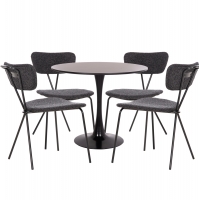 ΣΕΤ ΤΡΑΠΕΖΑΡΙΑΣ 5ΤΜΧ BROLIN HM21200 MDF TOP & ΜΕΤΑΛΛΟ ΜΑΥΡΟ-ΣΚΟΥΡΟ ΓΚΡΙ ΥΦΑΣΜΑ