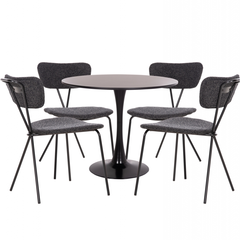ΣΕΤ ΤΡΑΠΕΖΑΡΙΑΣ 5ΤΜΧ BROLIN HM21200 MDF TOP & ΜΕΤΑΛΛΟ ΜΑΥΡΟ-ΣΚΟΥΡΟ ΓΚΡΙ ΥΦΑΣΜΑ