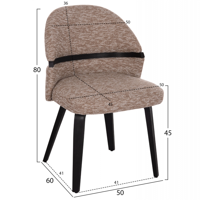 ΚΑΡΕΚΛΑ ΤΡΑΠΕΖΑΡΙΑΣ DEKKER HM18249.03 PLYWOOD ΜΑΥΡΟ--ΥΦΑΣΜΑ ΚΑΦΕ 50x60x80Υεκ.