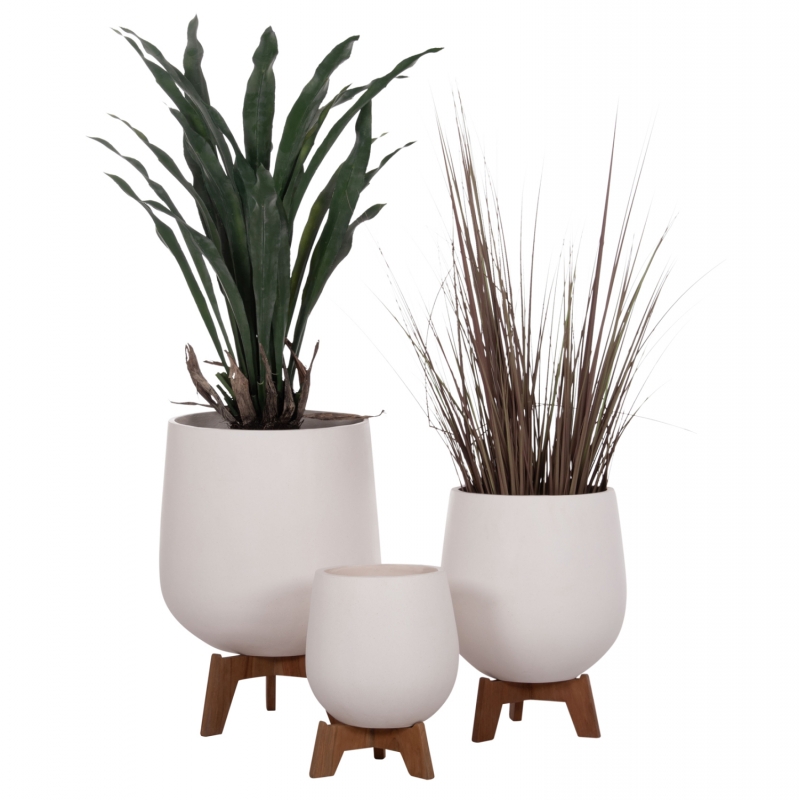 ΣΕΤ 3 ΓΛΑΣΤΡΕΣ ΜΕ TEAK ΒΑΣΕΙΣ TRYLL HM4681.02 FIBER CEMENT ΛΕΥΚΟ