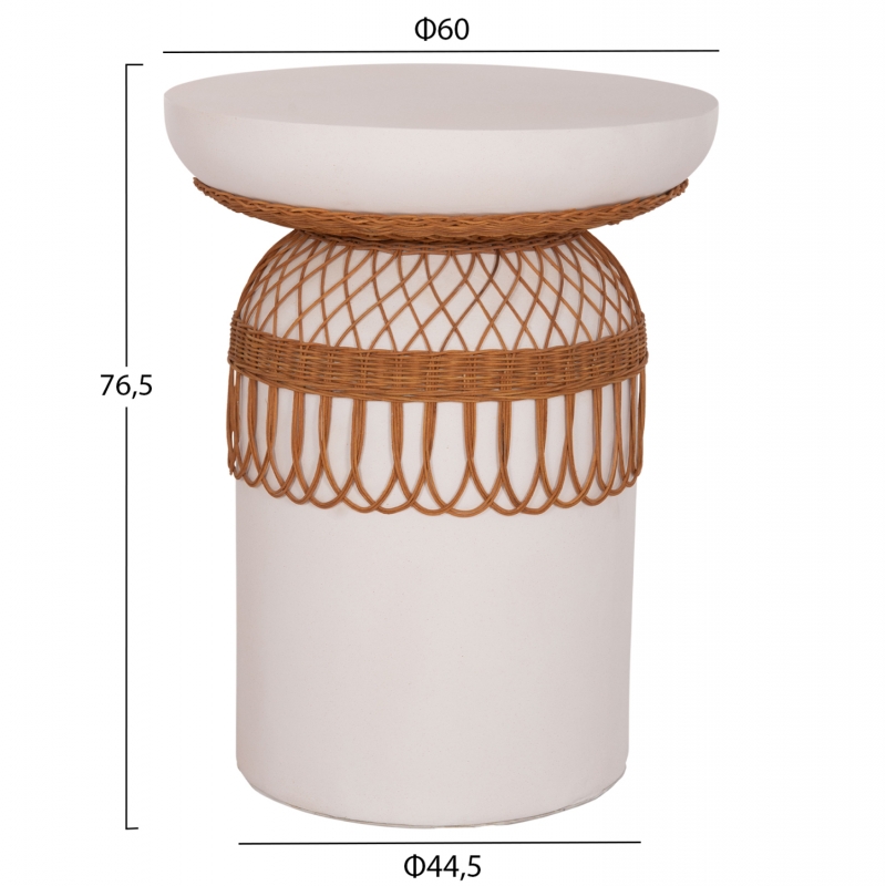 ΒΟΗΘΗΤΙΚΟ ΤΡΑΠΕΖΙ PRILEP HM18159.02 FIBER CEMENT ΛΕΥΚΟ & RATTAN--Φ60x76,5Υεκ ΒΟΗΘΗΤΙΚΟ ΤΡΑΠΕΖΙ PRILEP HM18159.02 FIBER CEMENT ΛΕΥΚΟ & RATTAN--Φ60x76,5Υεκ