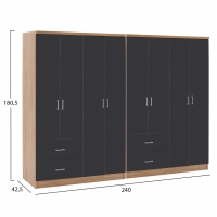 ΝΤΟΥΛΑΠΑ 8ΦΥΛΛΗ BRIANA HM21237.01 ΜΕΛΑΜΙΝΗ SONAMA & ΣΚΟΥΡΟ ΓΚΡΙ 241x42,5Χ180,5Υεκ.