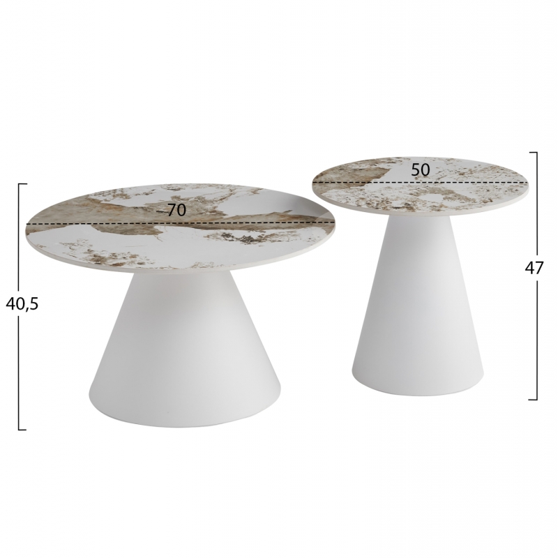 ΣΕΤ 2 ΤΡΑΠΕΖΙΑ ΣΑΛΟΝΙΟΥ RIDGE(X) HM18307.01 SINTERED STONE TOPS--ΒΑΣΕΙΣ ΛΕΥΚΕΣ Φ50 & Φ70