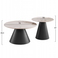 ΣΕΤ 2 ΤΡΑΠΕΖΙΑ ΣΑΛΟΝΙΟΥ RIDGE(X) HM18307.02 SINTERED STONE TOPS--ΒΑΣΕΙΣ ΜΑΥΡΕΣ Φ50 & Φ70