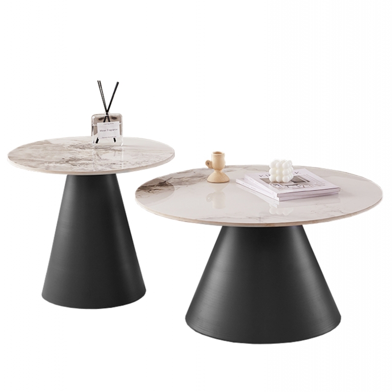 ΣΕΤ 2 ΤΡΑΠΕΖΙΑ ΣΑΛΟΝΙΟΥ RIDGE(X) HM18307.02 SINTERED STONE TOPS--ΒΑΣΕΙΣ ΜΑΥΡΕΣ Φ50 & Φ70