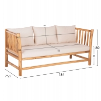 ΣΕΤ ΣΑΛΟΝΙ 4ΤΜΧ EDDARD HM9340.25 ΑΠΟ ΜΑΣΙΦ ΞΥΛΟ TEAK  ΦΥΣΙΚΟ - ΛΕΥΚΟ