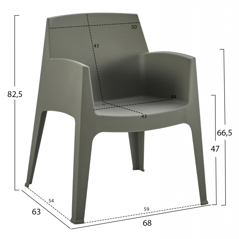 ΠΟΛΥΘΡΟΝΑ ΠΟΛΥΠΡΟΠΥΛΕΝΙΟΥ SLEEK HM6370.05 DARK OLIVE GREEN 68x63x82,5Υεκ.