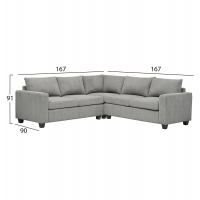 ΓΩΝΙΑΚΟΣ ΚΑΝΑΠΕΣ CALDER HM3286.01 ΓΚΡΙ ΥΦΑΣΜΑ 254x254x90x91Υεκ.