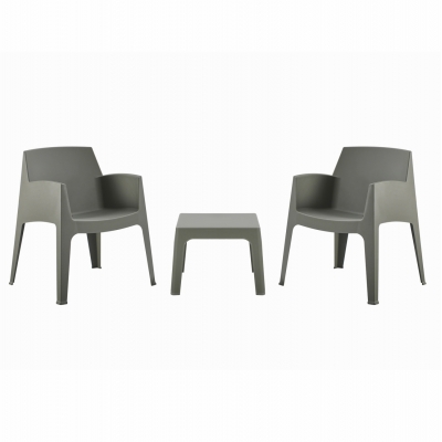 ΣΕΤ 3ΤΜΧ ΠΟΛΥΠΡΟΠΥΛΕΝΙΟΥ SLEEK HM21267.05 ΤΡΑΠΕΖΑΚΙ & 2 ΠΟΛΥΘΡΟΝΕΣ-DARK OLIVE GREEN
