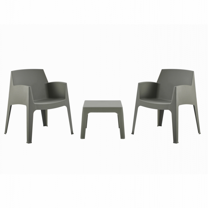 ΣΕΤ 3ΤΜΧ ΠΟΛΥΠΡΟΠΥΛΕΝΙΟΥ SLEEK HM21267.05 ΤΡΑΠΕΖΑΚΙ & 2 ΠΟΛΥΘΡΟΝΕΣ-DARK OLIVE GREEN