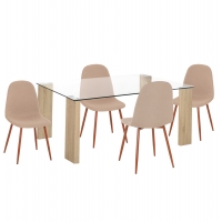ΣΕΤ ΤΡΑΠΕΖΑΡΙΑΣ 5ΤΜΧ LEOMOR HM21270.01 ΤΡΑΠΕΖΙ & 4 ΚΑΡΕΚΛΕΣ - ΜΠΕΖ ΥΦΑΣΜΑ