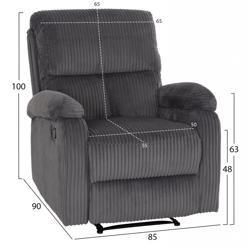 ΠΟΛΥΘΡΟΝΑ RELAX DIONI HM3296.11 ΓΚΡΙ ΡΙΓΕ ΥΦΑΣΜΑ 85x90x100Υεκ.