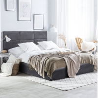 ΚΡΕΒΑΤΙ ΔΙΠΛΟ & ΣΤΡΩΜΑ BRILEY HM21272.01 ΓΚΡΙ ΒΕΛΟΥΔΟ ΜΕ ΑΠΟΘ.ΧΩΡΟ--ΓΙΑ 160x200εκ