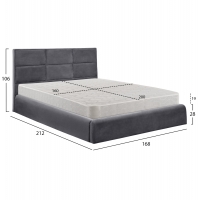 ΚΡΕΒΑΤΙ ΔΙΠΛΟ & ΣΤΡΩΜΑ BRILEY HM21272.01 ΓΚΡΙ ΒΕΛΟΥΔΟ ΜΕ ΑΠΟΘ.ΧΩΡΟ--ΓΙΑ 160x200εκ