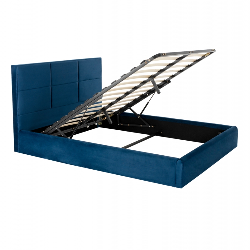 ΚΡΕΒΑΤΙ ΔΙΠΛΟ & ΣΤΡΩΜΑ BRILEY HM21272.03 ΜΠΛΕ ΒΕΛΟΥΔΟ ΜΕ ΑΠΟΘ.ΧΩΡΟ--ΓΙΑ 160x200εκ