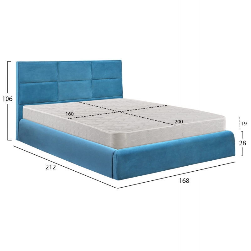 ΚΡΕΒΑΤΙ ΔΙΠΛΟ & ΣΤΡΩΜΑ BRILEY HM21272.04 ΠΕΤΡΟΛ ΒΕΛΟΥΔΟ ΜΕ ΑΠΟΘ.ΧΩΡΟ--ΓΙΑ 160x200εκ
