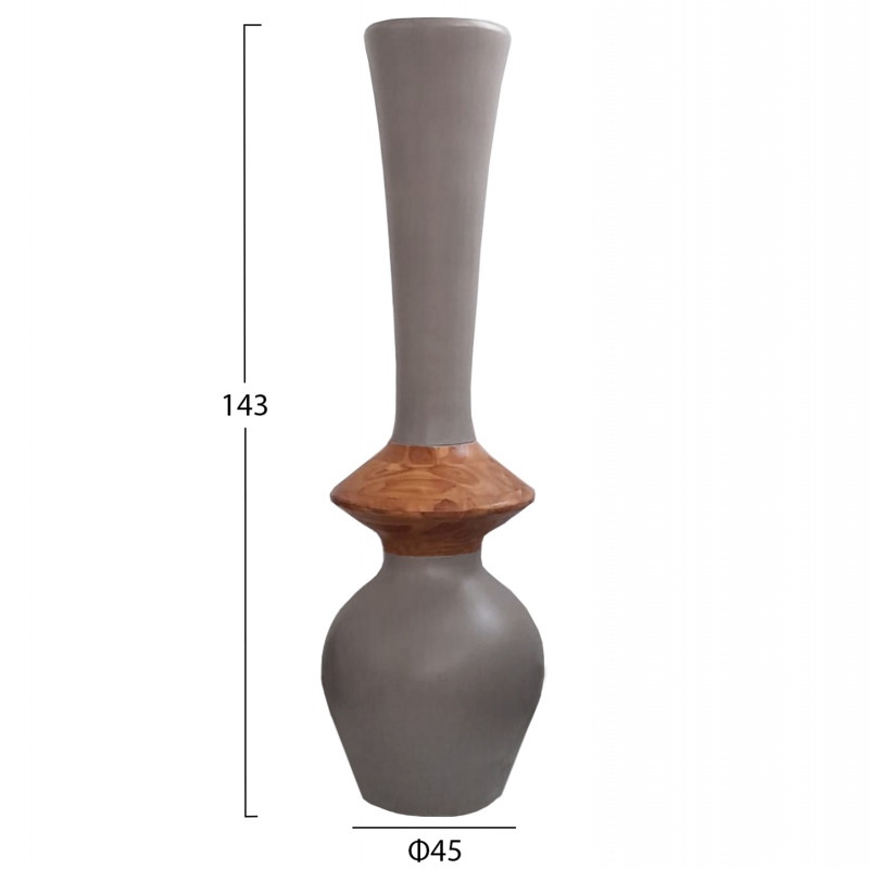 ΔΙΑΚΟΣΜΗΤΙΚΟ ΒΑΖΟ ΔΑΠΕΔΟΥ NEBULA HM4660.05M FIBER CEMENT TAUPE--ΞΥΛΟ ΤΕΑΚ Φ45x148Υεκ