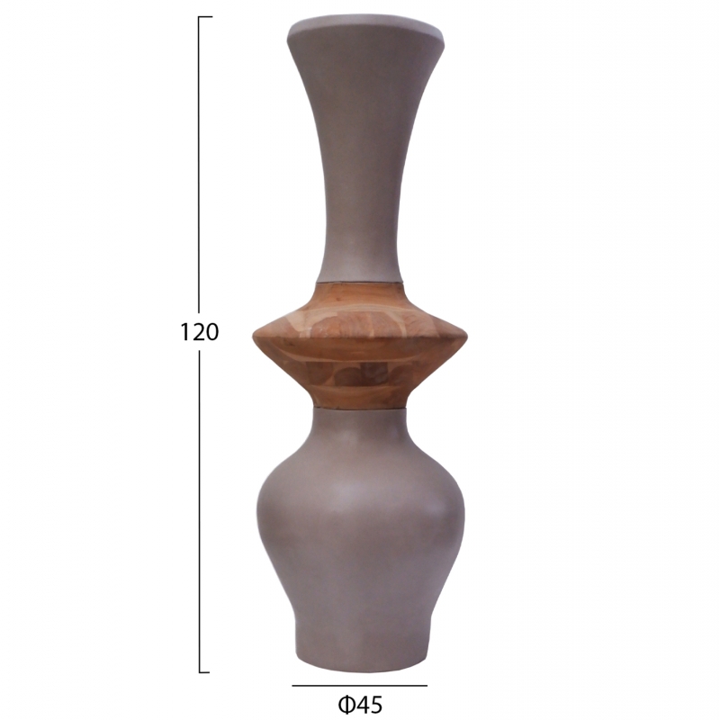 ΔΙΑΚΟΣΜΗΤΙΚΟ ΒΑΖΟ ΔΑΠΕΔΟΥ NEBULA HM4660.05S FIBER CEMENT TAUPE--ΞΥΛΟ ΤΕΑΚ Φ45x115Υεκ