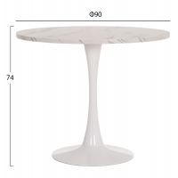 ΤΡΑΠΕΖΙ ΤΡΑΠΕΖΑΡΙΑΣ ROLLO HM9421.11 ΣΤΡΟΓΓΥΛΟ WHITE MARBLE Φ90x74Υεκ.