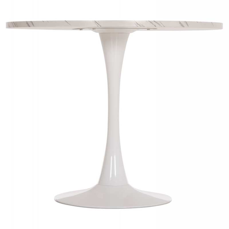 ΤΡΑΠΕΖΙ ΤΡΑΠΕΖΑΡΙΑΣ ROLLO HM9421.11 ΣΤΡΟΓΓΥΛΟ WHITE MARBLE Φ90x74Υεκ.