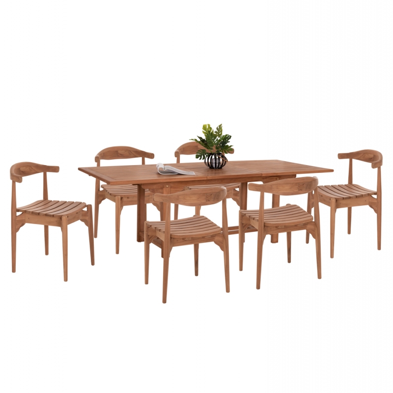 ΣΕΤ ΤΡΑΠΕΖΑΡΙΑΣ DONNY HM21292 ΤΡΑΠΕΖΙ ΕΠΕΚΤΕΙΝΟΜΕΝΟ & 6 ΠΟΛΥΘΡΟΝΕΣ--ΤΕΑΚ