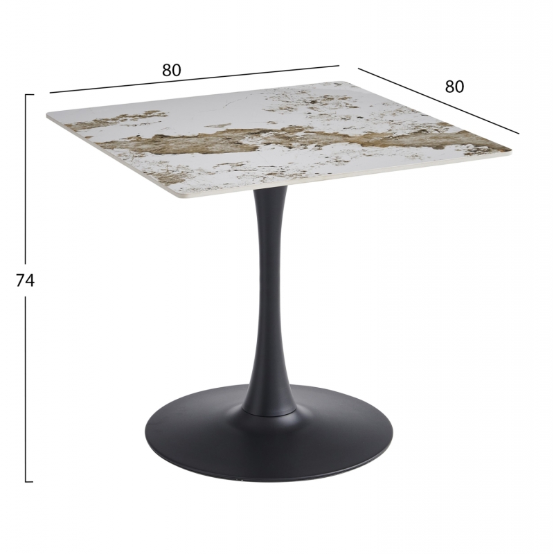 ΤΡΑΠΕΖΙ ΤΡΑΠΕΖΑΡΙΑΣ TETRAN HM18315.02 ΒΑΣΗ ΜΑΥΡΗ--SINTERED STONE PANDORA 80x80x73Υεκ