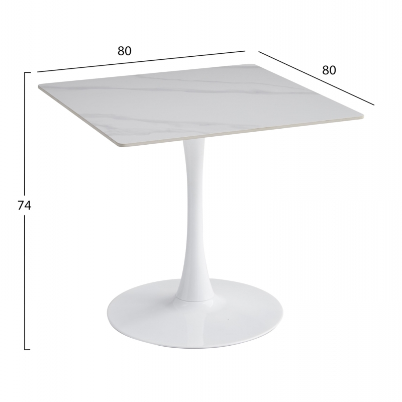 ΤΡΑΠΕΖΙ ΤΡΑΠΕΖΑΡΙΑΣ TETRAN HM18315.01 ΒΑΣΗ ΛΕΥΚΗ--SINTERED STONE SNOW WHITE 80x80x73Υεκ