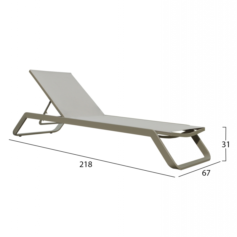 ΞΑΠΛΩΣΤΡΑ ΑΛΟΥΜΙΝΙΟΥ MARIMAR HM6562.03 ΣΚΕΛΕΤΟΣ TAUPE & TEXTILENE ΜΠΕΖ 220x67.5x31.5Υεκ