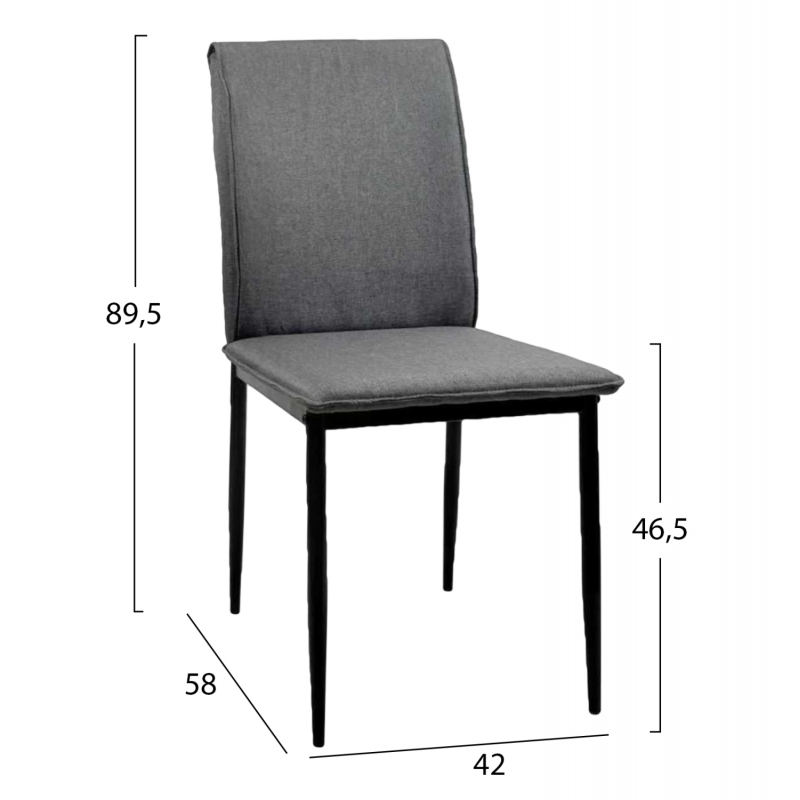 ΚΑΡΕΚΛΑ ΤΡΑΠΕΖΑΡΙΑΣ PERKY HM18347.01 ΓΚΡΙ ΥΦΑΣΜΑ-ΜΕΤΑΛ. ΠΟΔΙΑ ΜΑΥΡΑ 44x60x87Υεκ