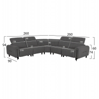 ΓΩΝΙΑΚΟΣ ΚΑΝΑΠΕΣ ΜΕ RECLINE ORACLE HM3290.01 ΓΚΡΙ ΥΦΑΣΜΑ 260x260x90(κάθισμα)x94Υεκ.
