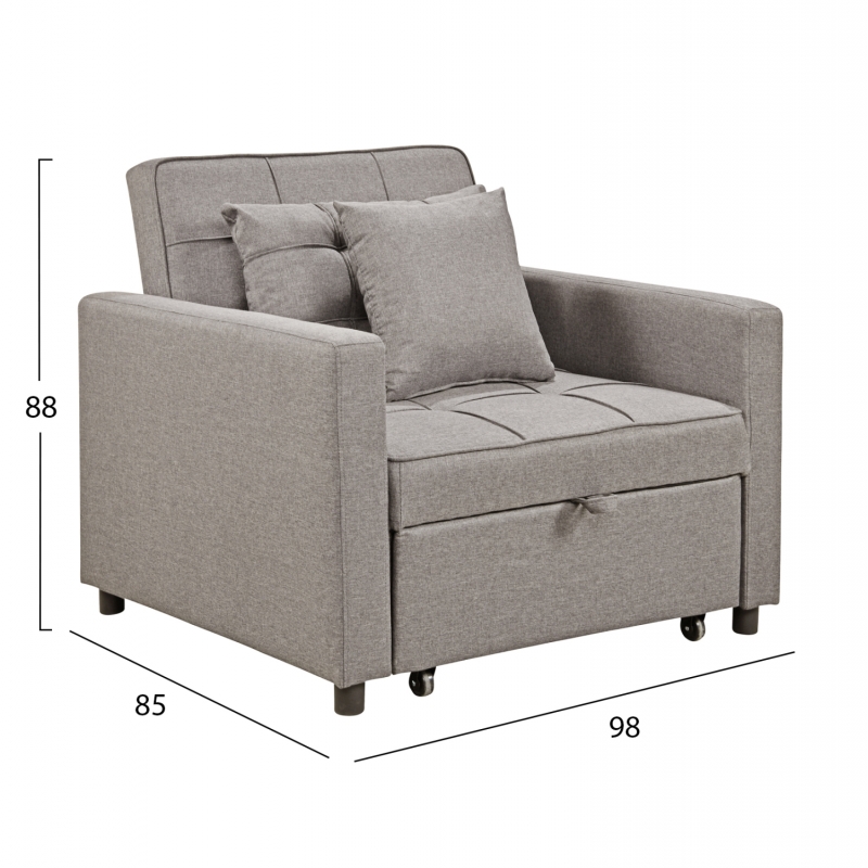 ΠΟΛΥΘΡΟΝΑ-ΚΡΕΒΑΤΙ MERO HM3306.03 ΜΠΕΖ ΥΦΑΣΜΑ 100x90x83Υεκ.