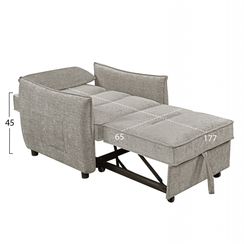 ΠΟΛΥΘΡΟΝΑ-ΚΡΕΒΑΤΙ ORYN HM3307.03 ΜΠΕΖ ΥΦΑΣΜΑ 89x85x84Υεκ.