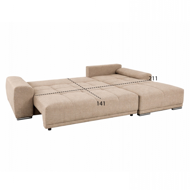 ΚΑΝΑΠΕΣ ΚΡΕΒΑΤΙ ΔΕΞΙΑ ΓΩΝΙΑ COMFYRA HM3336.03R ΜΠΕΖ ΥΦΑΣΜΑ 270x181x75Υεκ